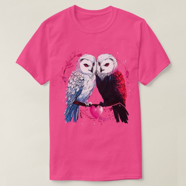 Snowy Owl Couple Valentine T-Shirt (Design vorne)