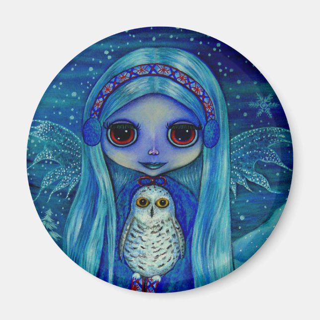 Snowy Owl Fairy Magnet (Vorne)