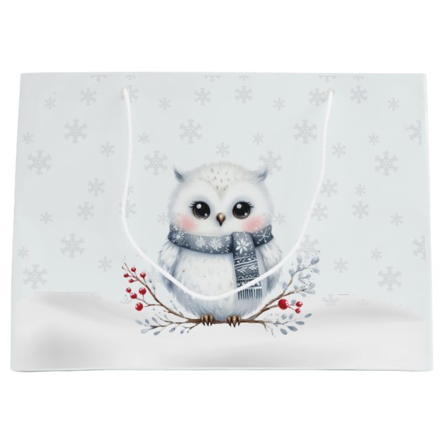 Snowy Owl Geschenktasche Große Geschenktüte (Vorderseite)