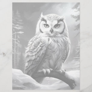 Snowy Owl - Graustufen-Farbseite