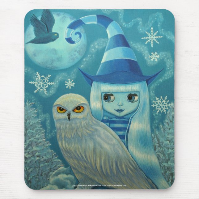 Snowy Owl Hexe Mousepad (Vorne)