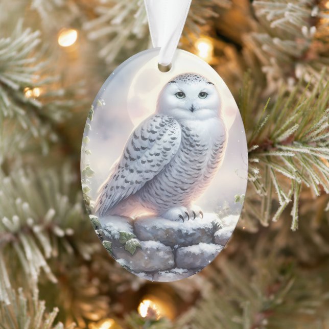 Snowy Owl in Moonlit Winter Garden (Arbre)