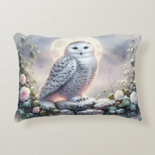 Snowy Owl in Moonlit Wintergarten Dekokissen
