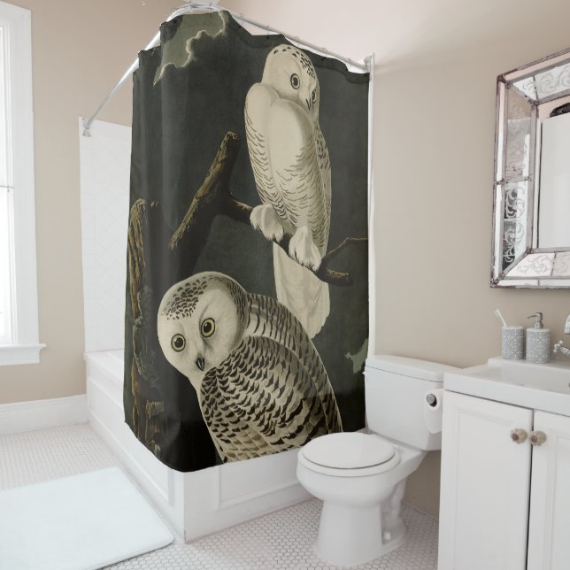 Snowy Owl, John James Audubons Vögel von Amerika Duschvorhang (Beispiel)