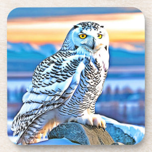 Snowy Owl Majestät Design Getränkeuntersetzer