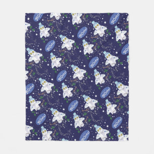 Snowy Owl mit Hat Happy Hoots Pattern Weihnachten Fleecedecke