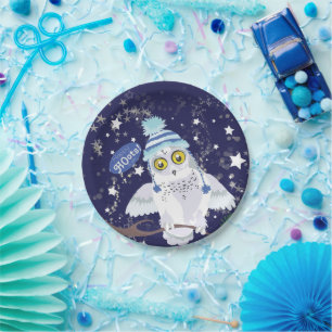 Snowy Owl mit Hut Pappteller