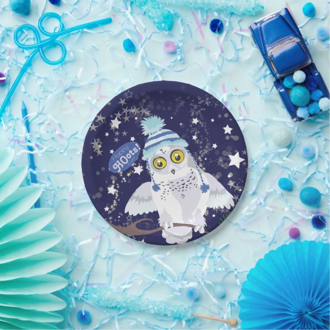 Snowy Owl mit Hut Pappteller (Party)