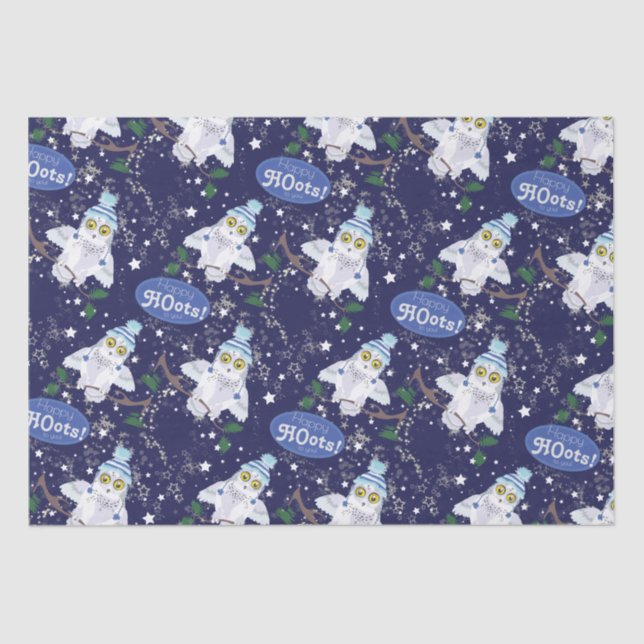 Snowy Owl mit Hut Weihnachtspapier Seidenpapier (Vorderseite)