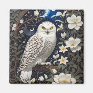Snowy Owl Moonlight Moonblumen Magnet