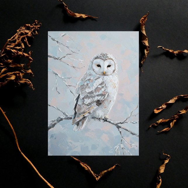 Snowy Owl on Winter Branch – Nature Art Postkarte (Von Creator hochgeladen)