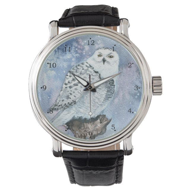 Snowy Owl Wildlife Armbanduhr (Vorderseite)