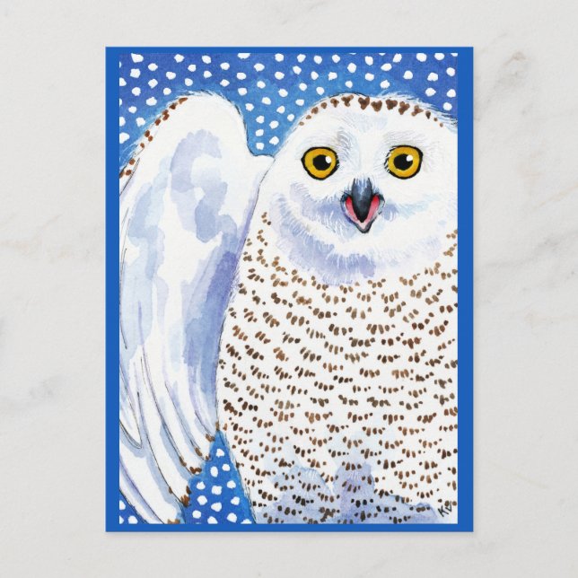 Snowy Owl Winter Weihnachtspostkarte Postkarte (Vorderseite)