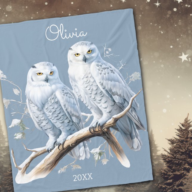 Snowy Owls Winter Personalisiert Fleecedecke (Von Creator hochgeladen)