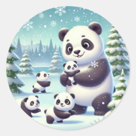 "Snowy Panda Serenity" Runder Aufkleber