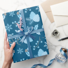 Snowy Pastel Blue Snowflakes Geschenkpapier