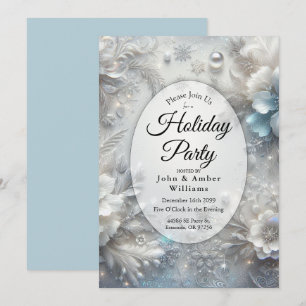 Snowy Petals in Frozen Bloom Holiday Party Einladung