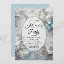 Snowy Petals in Frozen Bloom Holiday Party Einladung