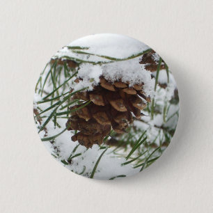 Snowy Pine Cone I Winter Nature Fotografy Button