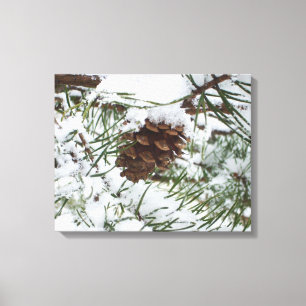 Snowy Pine Cone I Winter Nature Fotografy Leinwanddruck