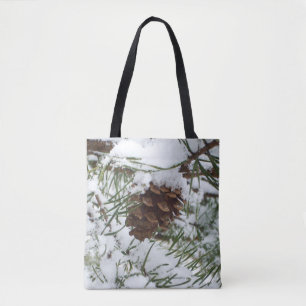 Snowy Pine Cone I Winter Nature Fotografy Tasche