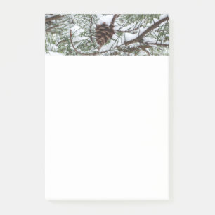 Snowy Pine Cone II Winterlandfotografie Post-it Klebezettel