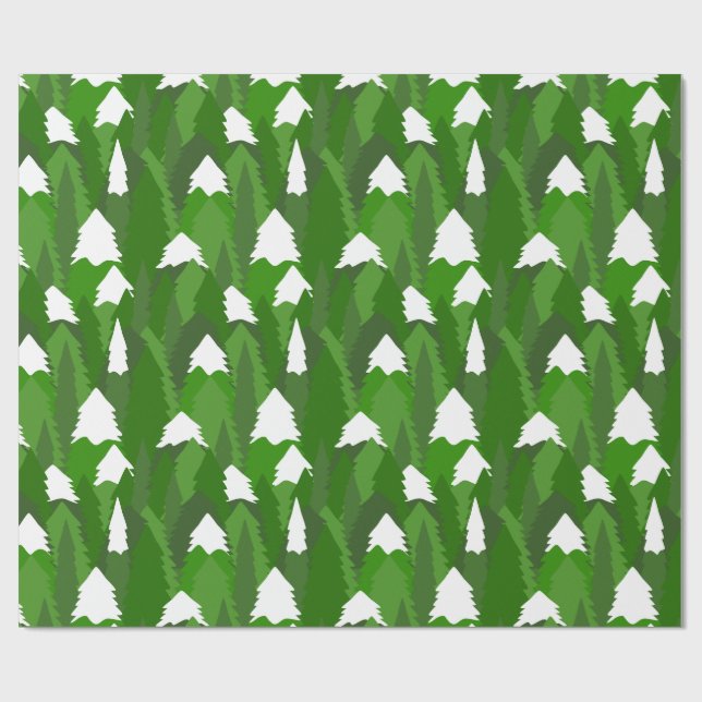 Snowy Pine Forest Geschenkpapier (Flach)