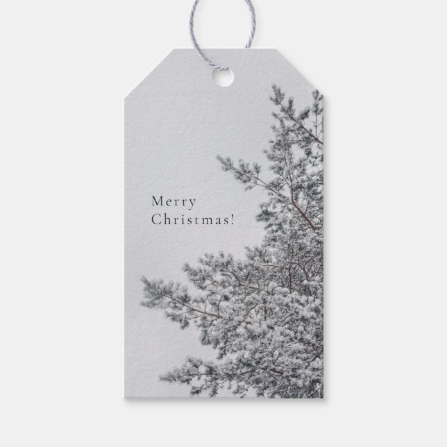 Snowy Pine, Scandinavian Christmas aesthetic Geschenkanhänger (Vorderseite)