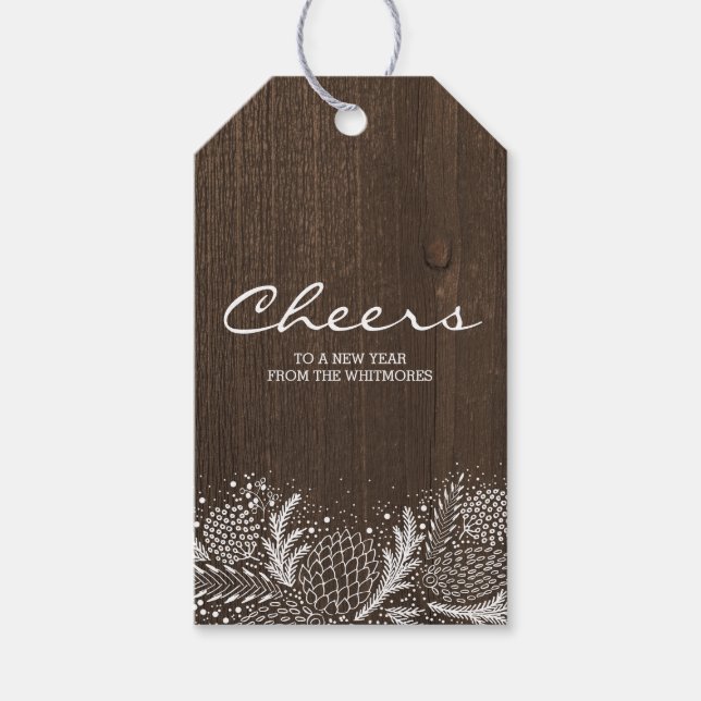 Snowy Pines Rustikaler Winterurlaub Geschenkanhänger (Vorderseite)