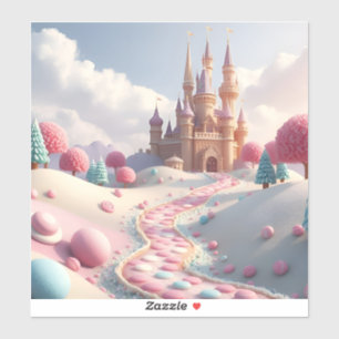 Snowy Pink Candy Land Fairy Castle Aufkleber