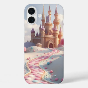 Snowy Pink Candyland Fairy Castle iPhone 16 Plus Hülle