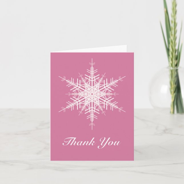 Snowy Pink Danke-Card Dankeskarte (Vorderseite)