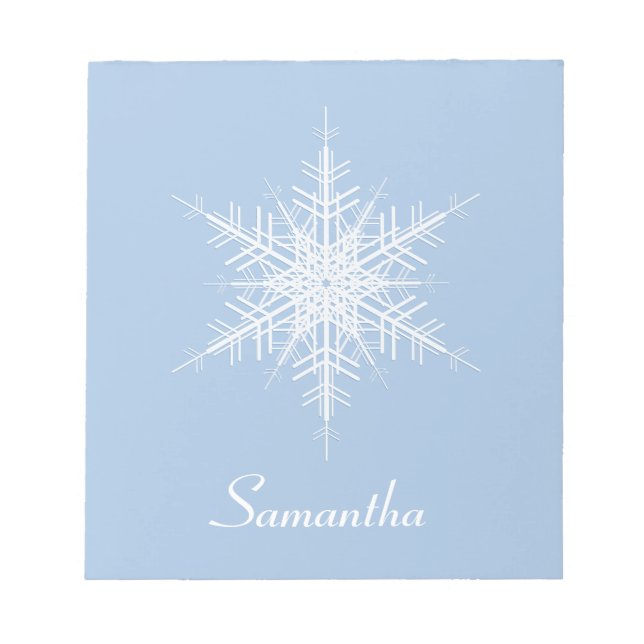 Snowy Powder Blue Snowflake Editor Notizblock (Vorderseite)