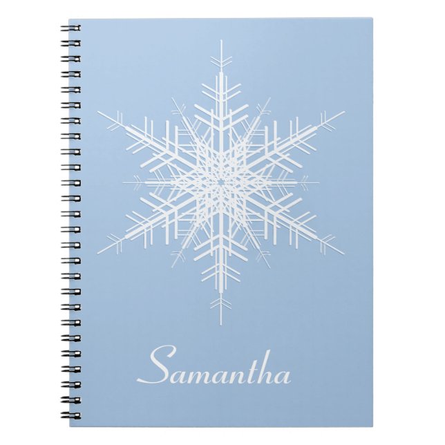 Snowy Powder Blue Snowflake Notebook Notizblock (Vorderseite)