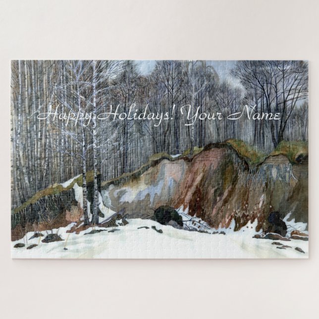 Snowy ravine painting Aquarell (Horizontal)