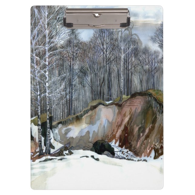 Snowy ravine painting Aquarell Klemmbrett (Vorderseite)