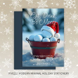 Snowy Red Christmas Golf Ball Bucket Feiertagskarte