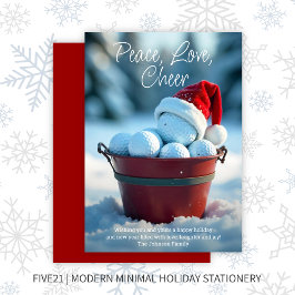 Snowy Red Christmas Golf Ball Bucket Feiertagskarte