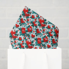 Snowy Red Christmas Heards und Holly Seidenpapier