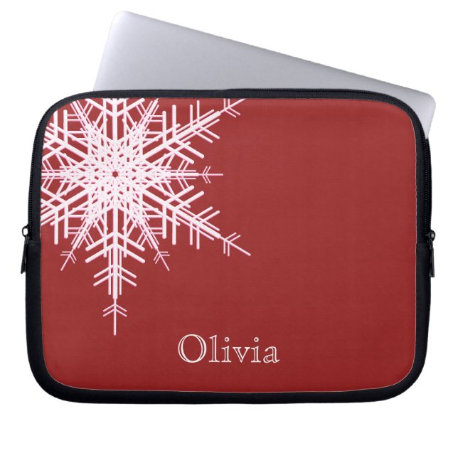 Snowy Red Laptop Sleeve (Vorderseite)