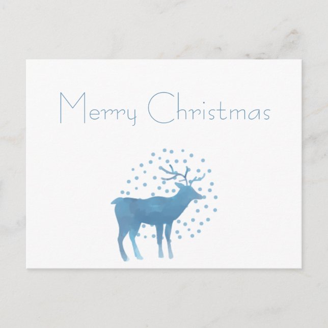 Snowy Reindeer Frohe Weihnachten Postkarte (Vorderseite)