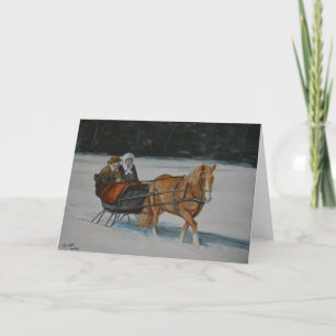 Snowy Ride Winter Scene Grußkarte 12x18 Karte