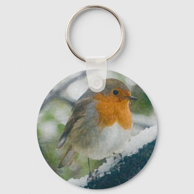 Snowy Robin Schlüsselanhänger (Vorderseite)
