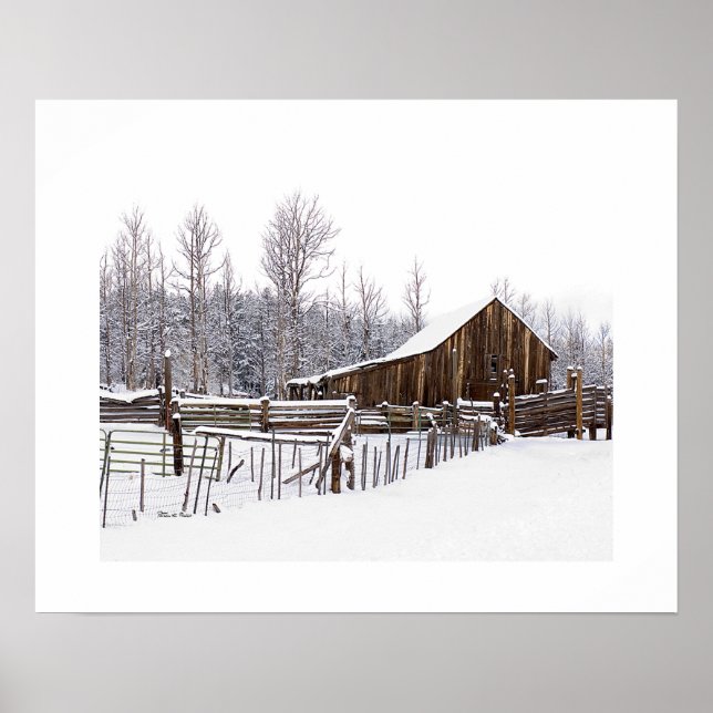 Snowy Rural Barn Scene Foto Poster (Vorne)