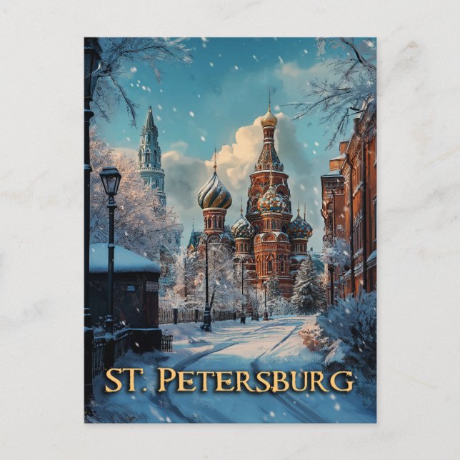 Snowy Russian Charm - St. Petersburg Winterreise Postkarte (Vorderseite)