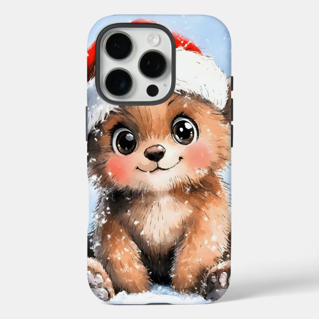 Snowy Santa Little Cub iPhone 16 Pro Hülle (Rückseite)