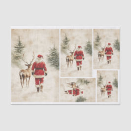 Snowy Santa und Rentier Seidenpapier