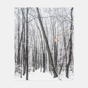 Snowy Scene in Woodland Michigan Fleecedecke