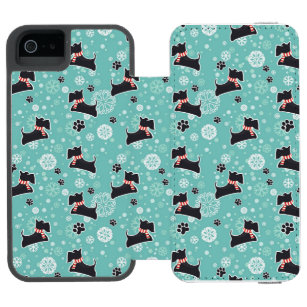 Snowy Scottie Dog Christmas Pattern Incipio Watson™ iPhone 5 Geldbörsen Hülle