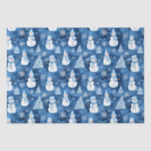 Snowy Snowmen Blue Winter Weihnachtsmuster